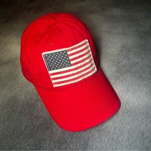 100% Cotton Baseball Cap with American Flag Patch- Ralph Lauren aesthetic
